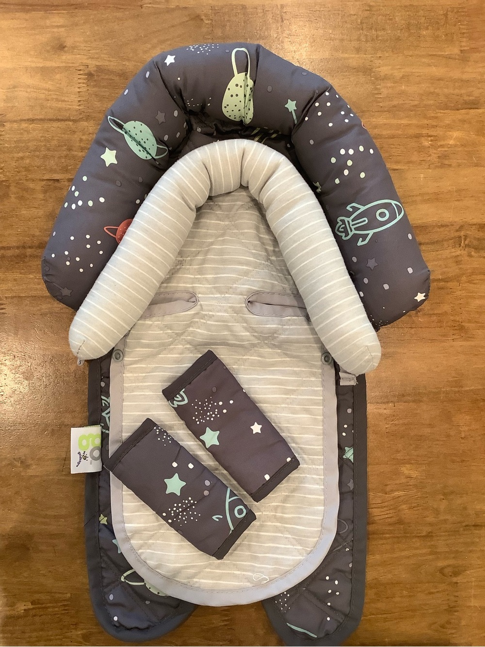 Goldbug Car Seat Head Support and Strap Cover - Space Theme